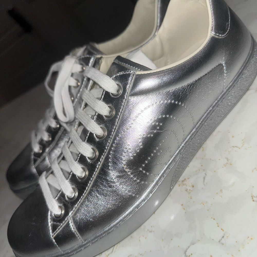 Gucci Ace Metallic Silver Men’s Shoes - Picture 4 of 10